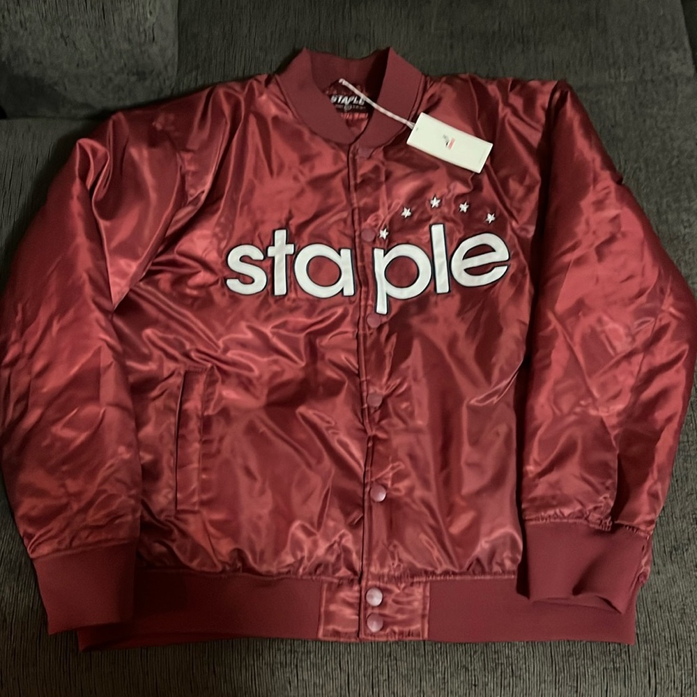 Staple Jackets & Coats | Staple Pigeon Burgundy Satin Bomber Jacket Coat